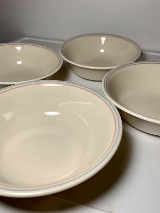 Vintage Set Of 4 Corelle English Breakfast Soup / Cereal Bowls 6 - 1/4 " Pink Blue