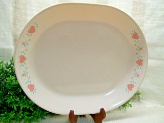 Corelle Forever Yours 12 - 1/8 " X 9 - 7/8 " Serving Platter Corning Ware Pink Hearts