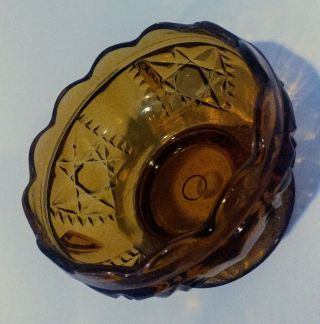 Vintage Indiana Amber Glass Candy Dish 4 5/8” Round 2 3/4” Tall