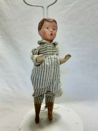 Rare Antique Whistling Boy Doll Bisque Head Rotates When Pressed