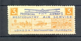 England Label - Westcountry Air Service - Mh - Vf