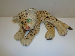 Vintage Steiff Leopard Lying Mohair Plush 13 "