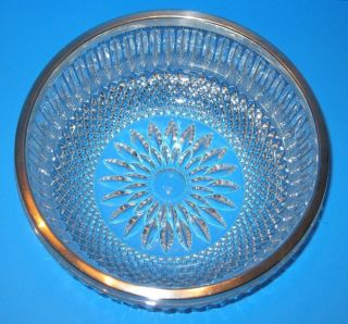 Vintage Lead Crystal Bowl Silver Plate Rim Marked Western German