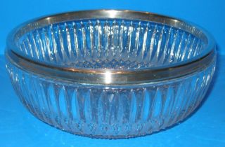 Vintage Lead Crystal Bowl Silver Plate Rim Marked Western German 3
