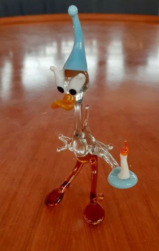Vintage Murano Glass Donald Duck Wee Willie Winkie Ornament Figurine Lampwork