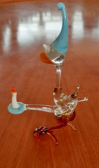 Vintage Murano Glass Donald Duck Wee Willie Winkie Ornament Figurine Lampwork 3