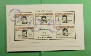 Dr Who 1965 Gb Guernsey Fdc John F Kennedy Jfk Ovpt S/s F67593