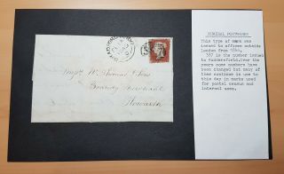 Victorian Postal Cover & Letter.  Numeral Postmark 387 Huddersfield.  1845