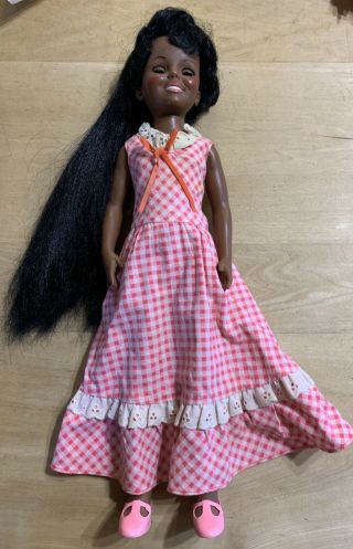 Lovely,  A/a Ideal Crissy Doll In Pink/white Checked Dress - Pink Shoes -
