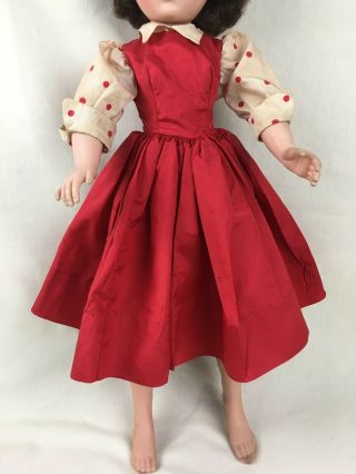 Vintage 1957 Alexander Cissy Red Taffeta Street Dress W/polka Dot Sleeves 2110