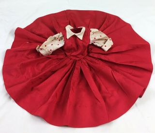 Vintage 1957 Alexander CISSY Red Taffeta Street Dress w/Polka Dot Sleeves 2110 2