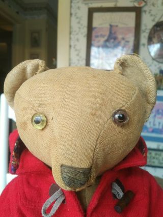 Antique Vintage Bare 1920s American Teddy Bear With Ll Bean Coat 18in Guc