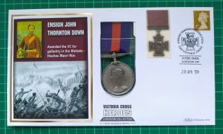 2009 Benham Victoria Cross Heroes Cover Zealand Medal Ensign J Thornton Down
