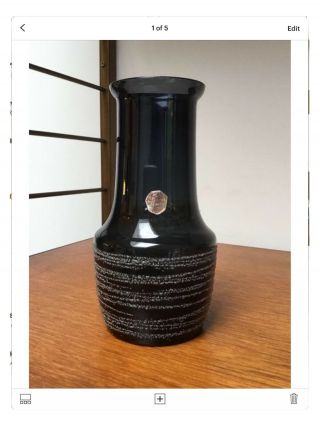 Sea Glasbruk Of Sweden 1970s Smokey Glass Vase
