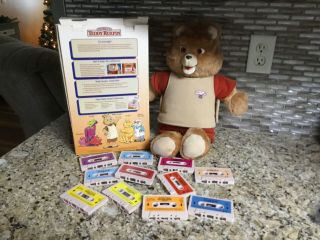 Vintage Teddy Ruxpin And 11 Cassette Tapes