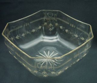 Art Nouveau Etched Clear Glass Bowl