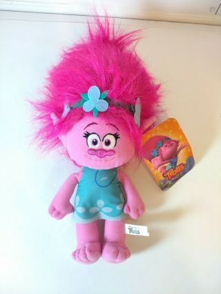 Trolls Princess Poppy Plush Stuffed Toy 13” Doll Dreamworks Pink Hair