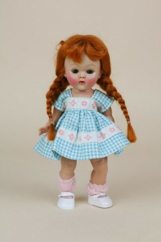 7.  5 " Vintage Vogue Ginny Doll With Red Hair And Medford Tagged Dress