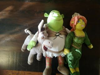 Shrek Donkey And Ogre Fiona Plush Toys From Shrek 4d Universal Studios 16 "
