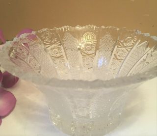 Vintage Czech Bohemian Cut Clear Crystal Glass Bowl Dish 6 " W