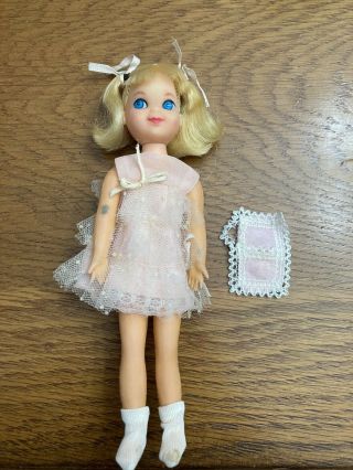 Vintage Mattel Tutti Doll Melody In Sheer Pink Dress 1966 Rare