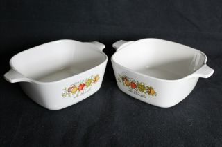 Vtg 2 Corning Ware Le Persil Spice Of Life P - 43 - B 700 Ml Dishes Casseroles Pans