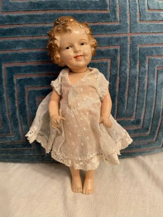 Vintage 1930’s Japan 8” Composition Shirley Temple Doll With Original? Dress