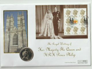 Gb Stamp Coin Cover - Royal Wedding Queen - Unc.  £5.  00 Coin