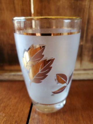 Vintage MCM Set Of 6 Libbey Frosted Gold Leaf Tea Water Juice Glasses 2