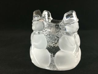Vintage Nybro Glass Crystal Sweden Snowman Candle Holder