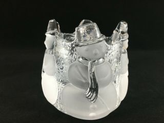 Vintage Nybro Glass Crystal Sweden Snowman Candle Holder 2