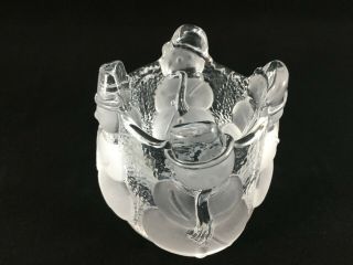 Vintage Nybro Glass Crystal Sweden Snowman Candle Holder 3