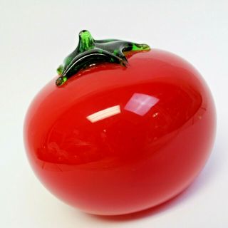 Vintage Retro Murano Style Tomato Studio Art Glass Hand Blown Fruit Vegetable 3 "