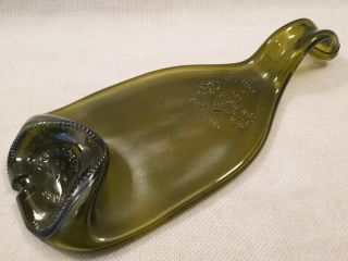 Melted Slumped Shaped Green Wine Bottle Spoon Rest Tray Cellier Du Rhone
