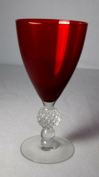 Morgantown Crystal Golf Ball 7643 Ruby Red Water Goblet Or Glass - 6 - 3/4 "