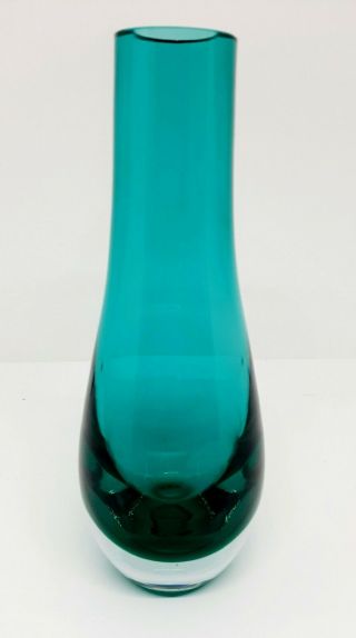 Vintage Caithness Teal Teardrop Vase,  Signed
