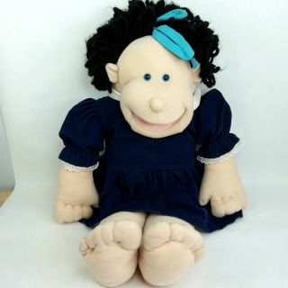 The Real Rigadoon Doll Plush Soft Toy Hand Puppet Black Hair Large Vintage