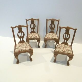 Set Of 4 Dollhouse Miniature Handmade Chairs Signed Dated 1983