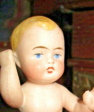 2 1/2ʻʻ Sweet All Bisque Baby For Dollhouse Buggy Or Bed Perfect Paint