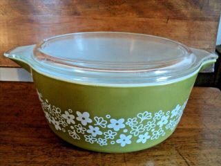 Vintage Pyrex Spring Blossom Green Casserole Dish 2.  5 Qt 475 - B Lid Perfect