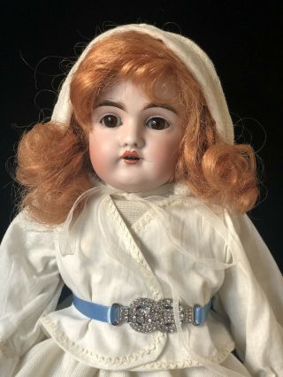 Antique German 19” Kestner Doll 154 (?) Dep Bisque Head Leather Body