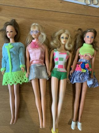 4 Vintage Mattel - 1966 Brunette & Blonde Barbie Dolls Made In Japan