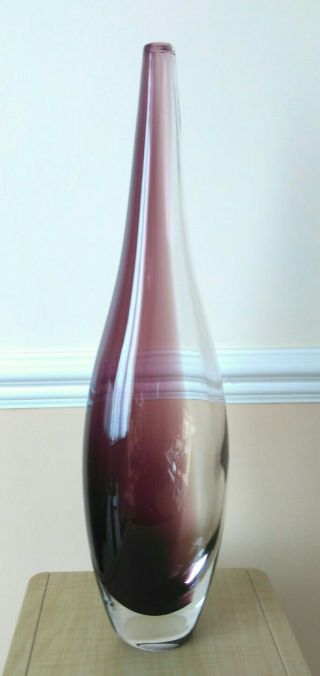 Vintage Sommerso Red And Clear Teardrop Vase 40cm High