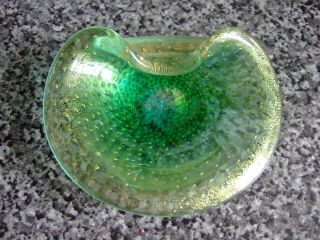 Vintage Murano Venetian Green Glass Dish Possibly Ercole Barovier & Toso ?