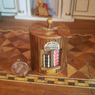 Vintage Dollhouse Miniature Artisan Wooden Spool Holder Display Scale 1:12