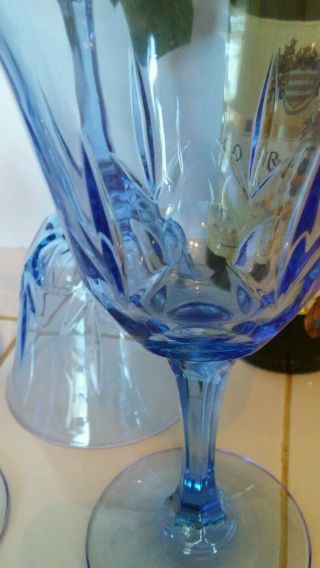 Set of 4 Vintage Avon Fostoria American Blue Classic Water Wine Goblets C5 2