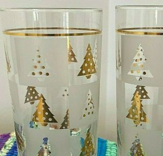 2 - Vtg Culver 22k Gold Block Mcm Christmas Tree Highball Tumbler Glasses Exc