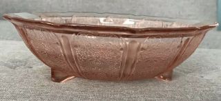 Vintage Pink Depression Glass Jeanette Cherry Blossom 3 - Footed Serving Bowl