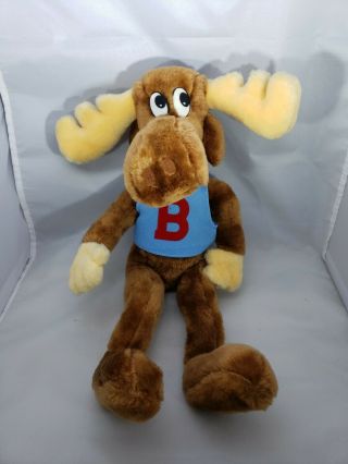 Vintage Bullwinkle Plush Mighty Star Blue Vest Posable Wired Stuffed 1985 - 18 "