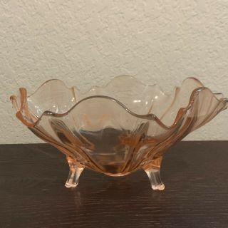 Collectible Vintage 3 Footed Pink Depression Glass Candy / Nut Dish